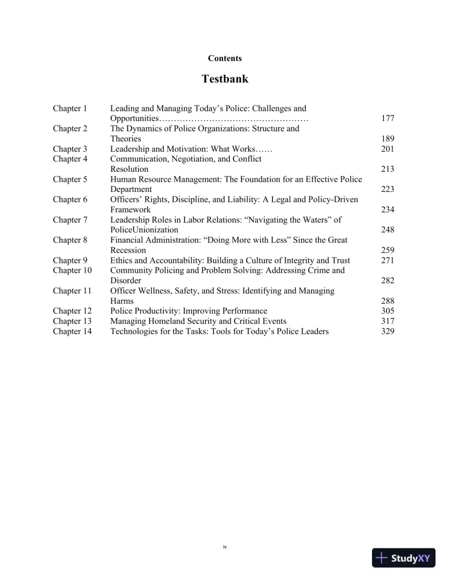 Managing and Leading Today's Police:Challenges, Best Practices, Case Studies, 4th Edition Test Bank, page 4