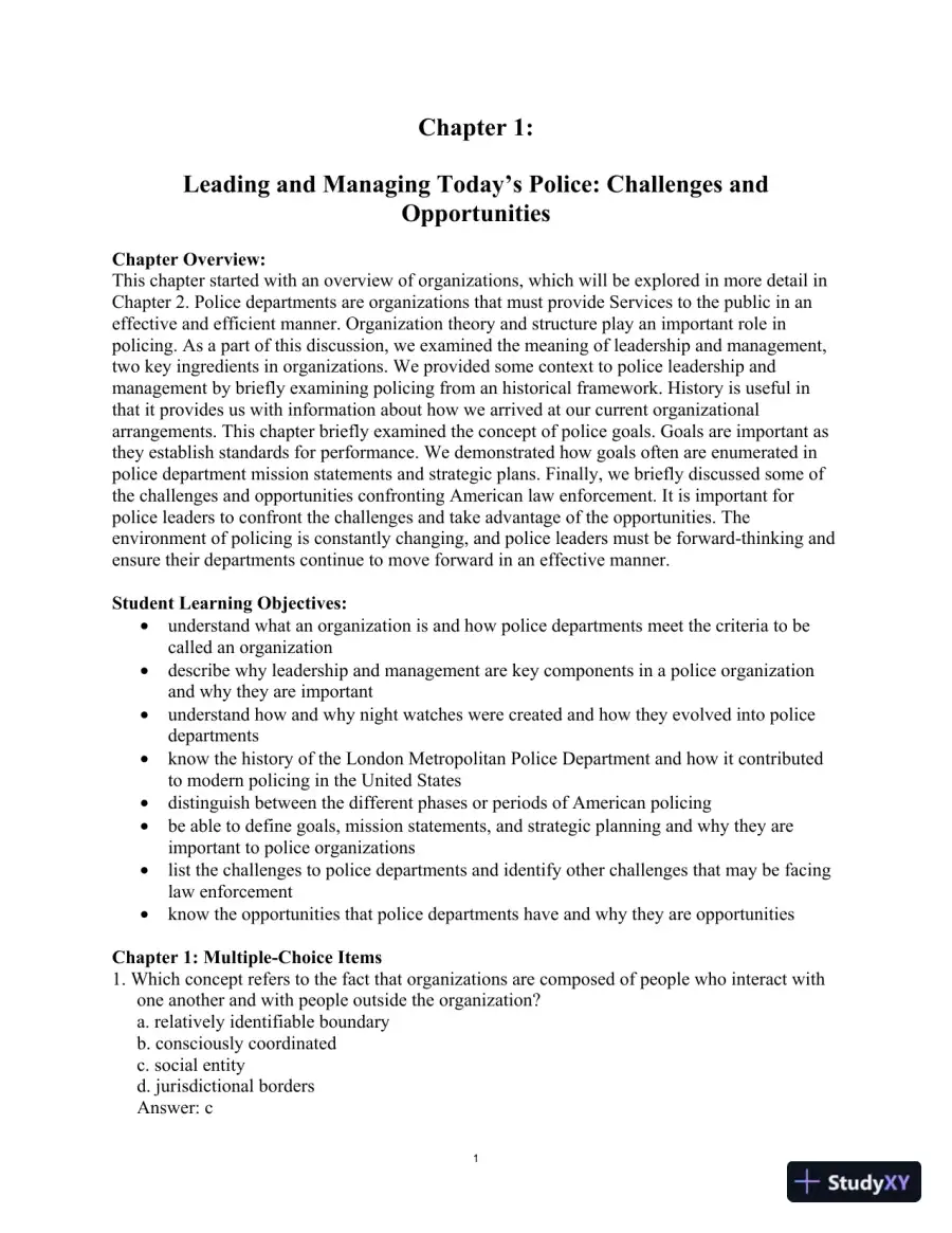 Managing and Leading Today's Police:Challenges, Best Practices, Case Studies, 4th Edition Test Bank, page 5
