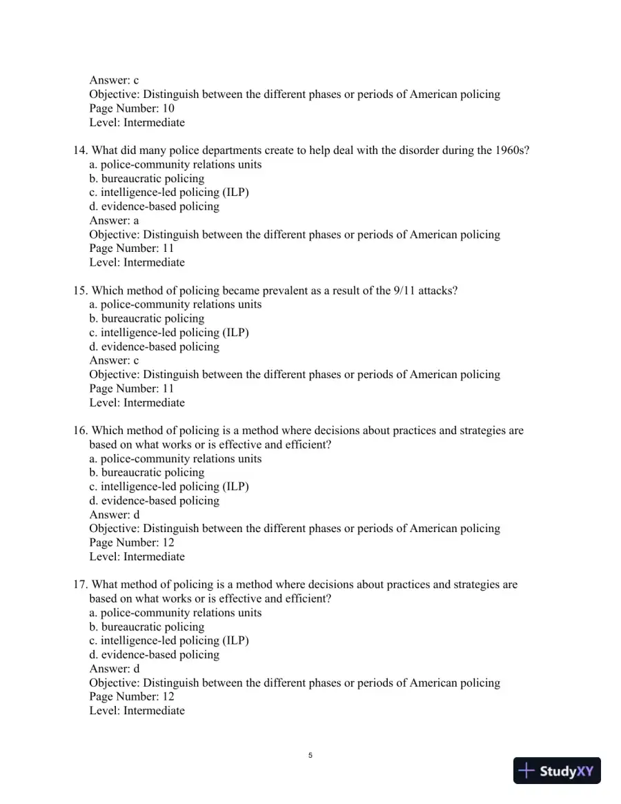Managing and Leading Today's Police:Challenges, Best Practices, Case Studies, 4th Edition Test Bank, page 9