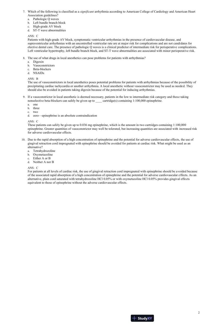 Test Bank For Little and Falace's Dental Management of the Medically Compromised Patient, 9th Edition, page 11