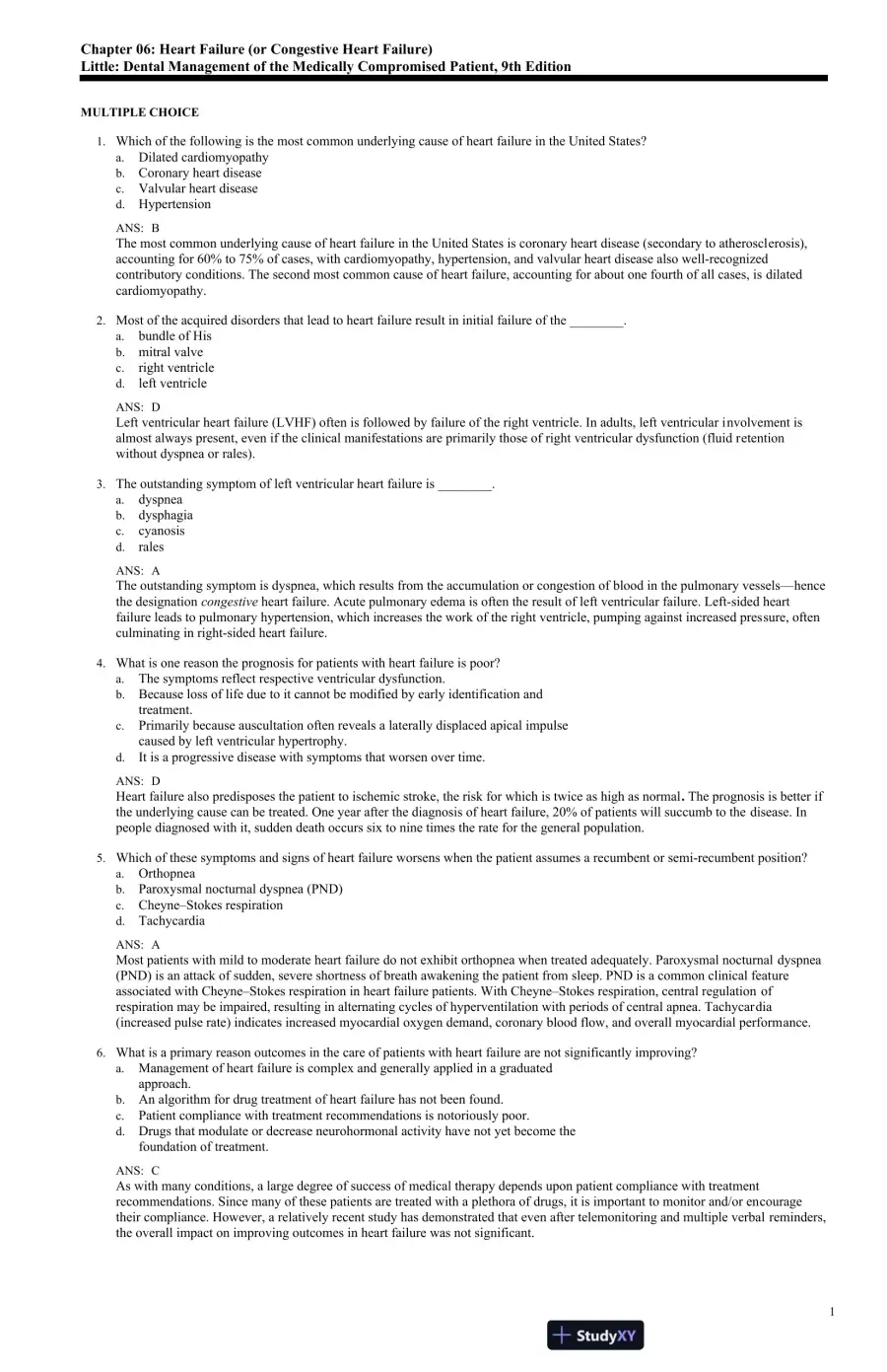 Test Bank For Little and Falace's Dental Management of the Medically Compromised Patient, 9th Edition, page 12