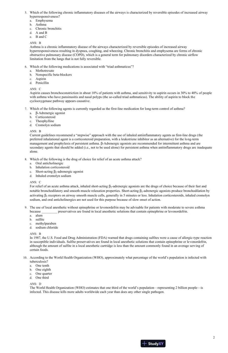 Test Bank For Little and Falace's Dental Management of the Medically Compromised Patient, 9th Edition, page 15