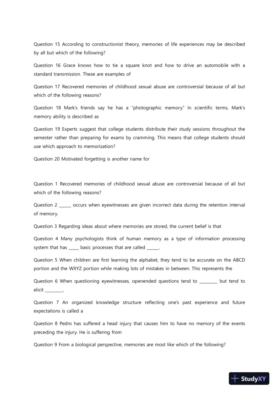 Liberty University PSYC 101 Quiz 6 Complete Solutions Correct Answers Key, page 3