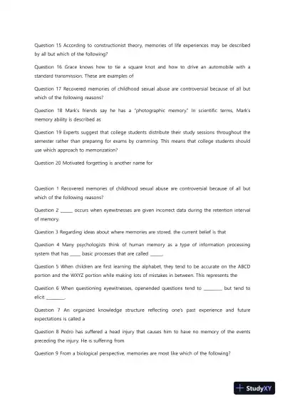 Liberty University PSYC 101 Quiz 6 Complete Solutions Correct Answers Key - Page 3 preview image