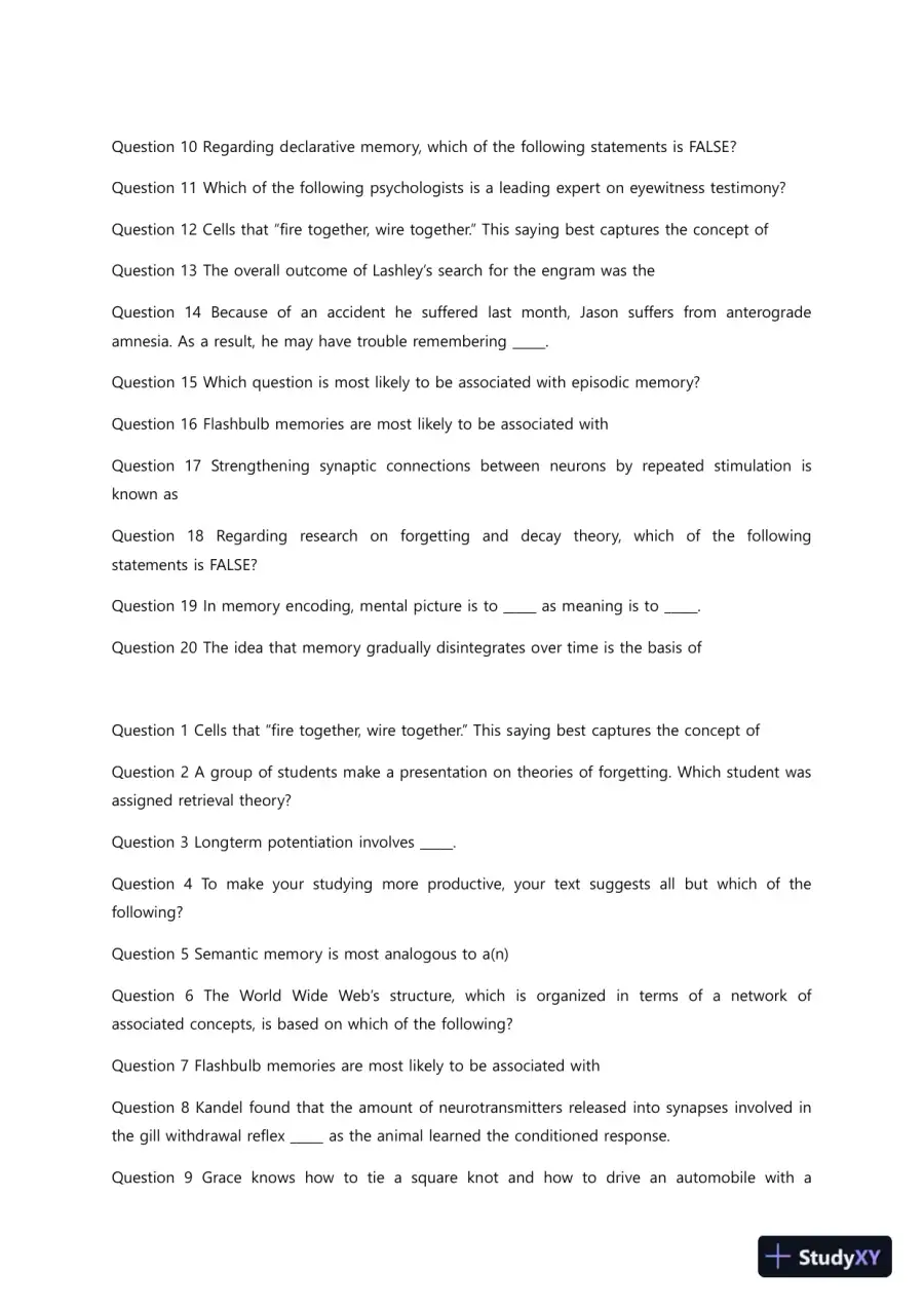 Liberty University PSYC 101 Quiz 6 Complete Solutions Correct Answers Key, page 4