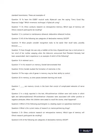 Liberty University PSYC 101 Quiz 6 Complete Solutions Correct Answers Key - Page 5 preview image