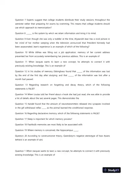 Liberty University PSYC 101 Quiz 6 Complete Solutions Correct Answers Key - Page 6 preview image