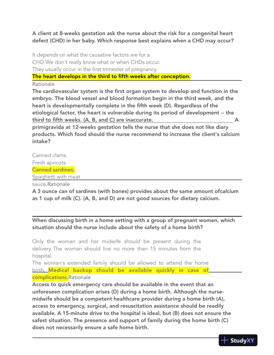 2023-2024 HESI Maternity OB Practice Exam With Answers (108 Solved Questions), page 10