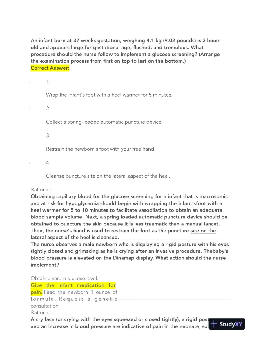 2023-2024 HESI Maternity OB Practice Exam With Answers (108 Solved Questions), page 4