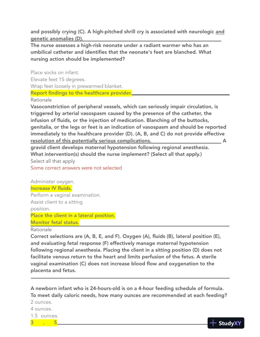 2023-2024 HESI Maternity OB Practice Exam With Answers (108 Solved Questions), page 6