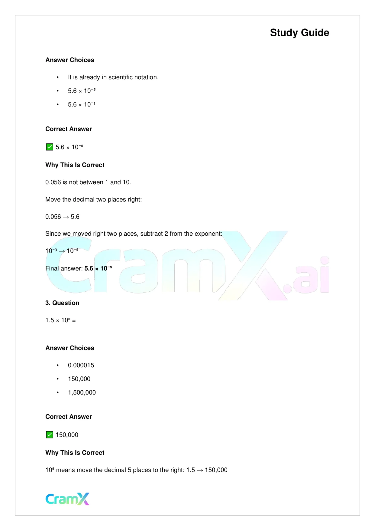 Basic Math and Pre-Algebra - Powers of Ten and Scientific Notation - Page 2 preview image