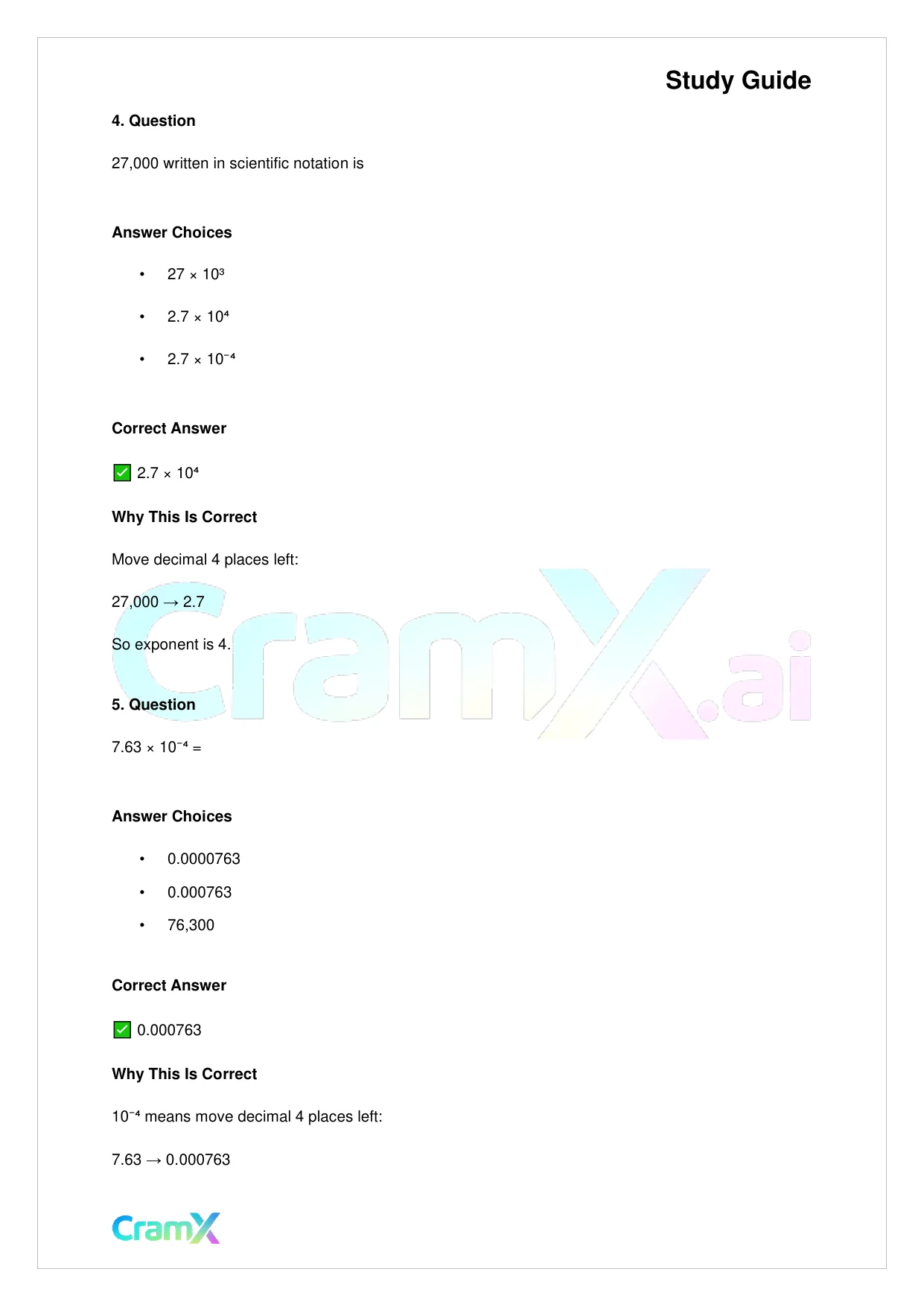 Basic Math and Pre-Algebra - Powers of Ten and Scientific Notation - Page 3 preview image