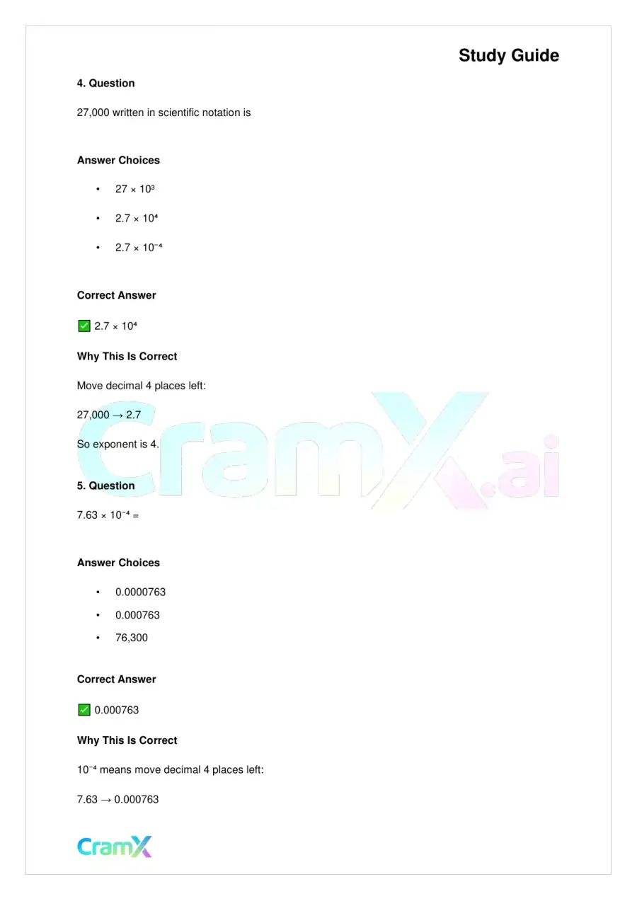 Basic Math and Pre-Algebra - Powers of Ten and Scientific Notation, page 3