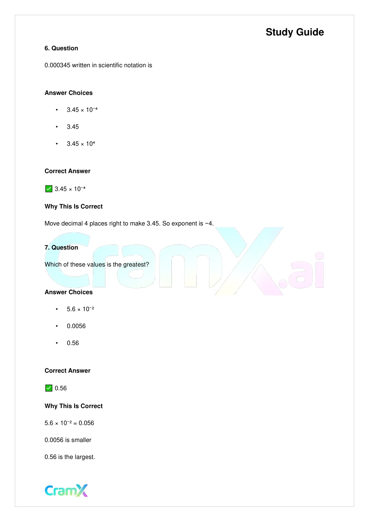 Basic Math and Pre-Algebra - Powers of Ten and Scientific Notation - Page 4 preview image