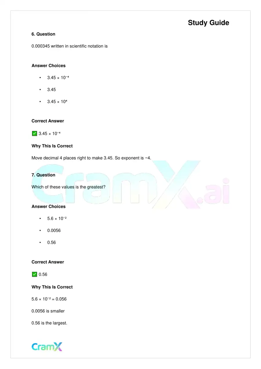 Basic Math and Pre-Algebra - Powers of Ten and Scientific Notation, page 4