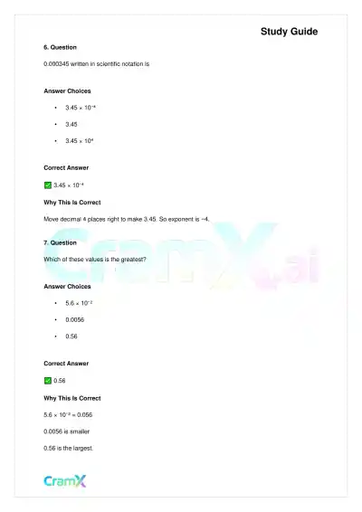 Basic Math and Pre-Algebra - Powers of Ten and Scientific Notation - Page 4 preview image