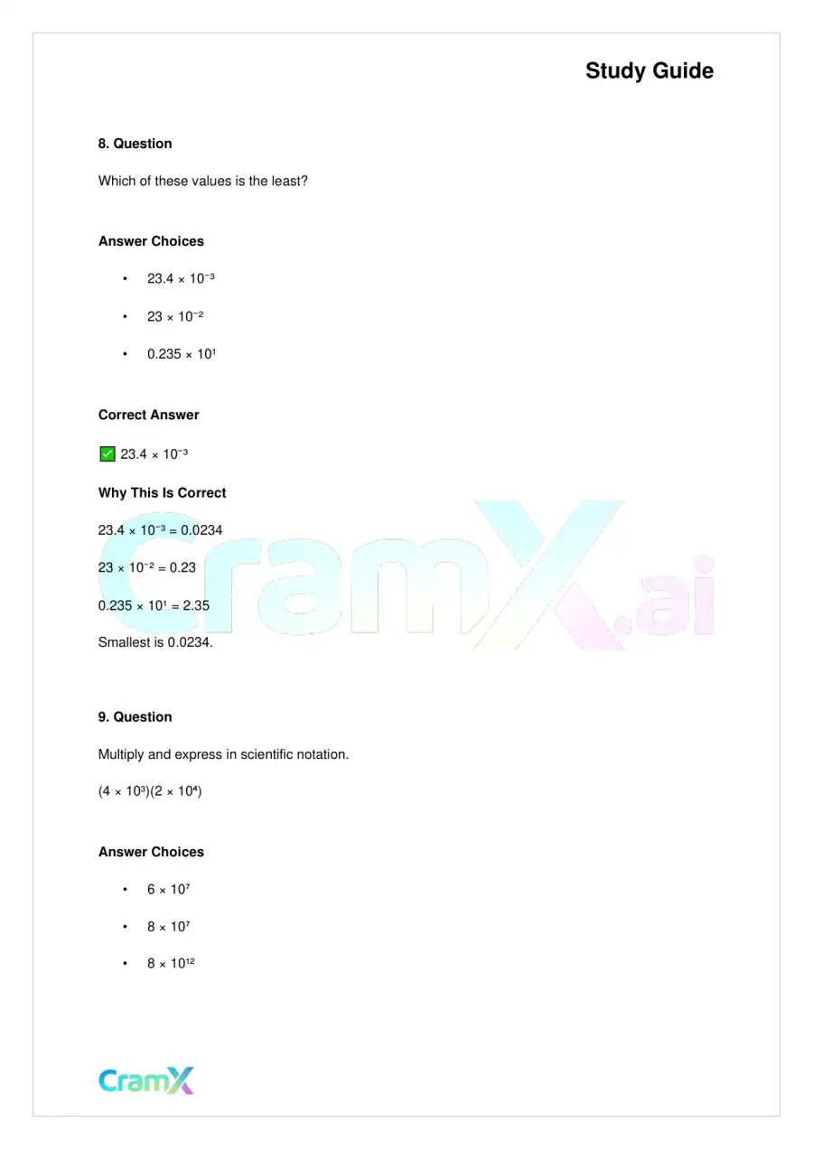 Basic Math and Pre-Algebra - Powers of Ten and Scientific Notation, page 5