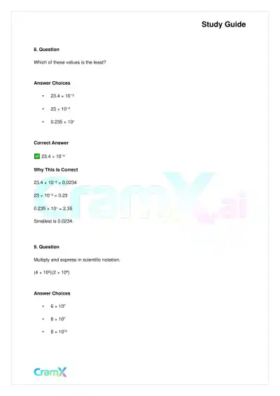Basic Math and Pre-Algebra - Powers of Ten and Scientific Notation - Page 5 preview image