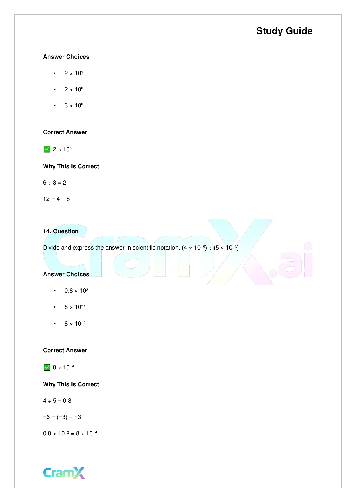Basic Math and Pre-Algebra - Powers of Ten and Scientific Notation - Page 8 preview image