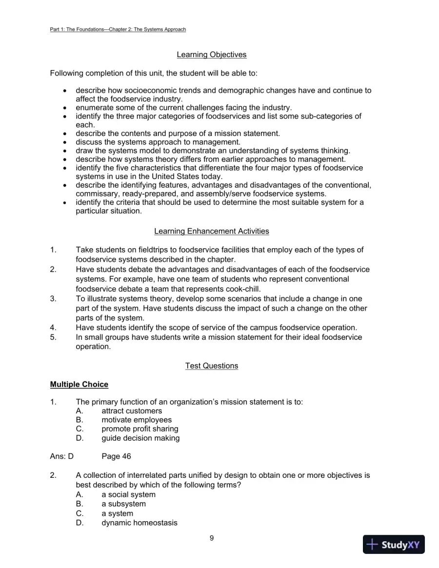 Foodservice Management: Principles And Practices, 12th Edition Test Bank, page 12