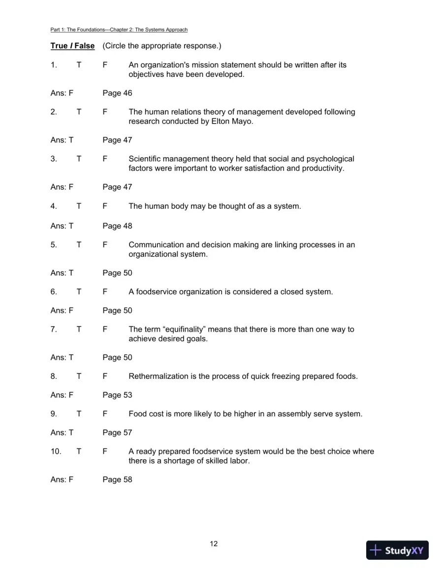 Foodservice Management: Principles And Practices, 12th Edition Test Bank, page 15