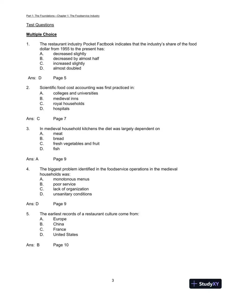 Foodservice Management: Principles And Practices, 12th Edition Test Bank, page 6