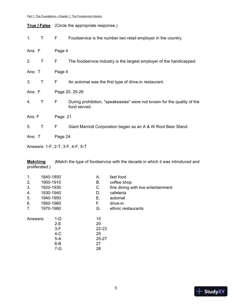 Foodservice Management: Principles And Practices, 12th Edition Test Bank, page 8