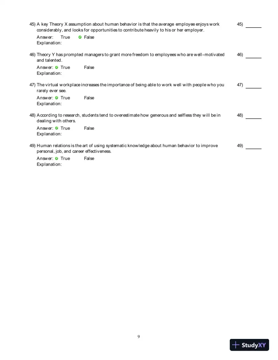 Human Relations For Career And Personal Success: Concepts, Applications, And Skills , 9th Edition Test Bank, page 10