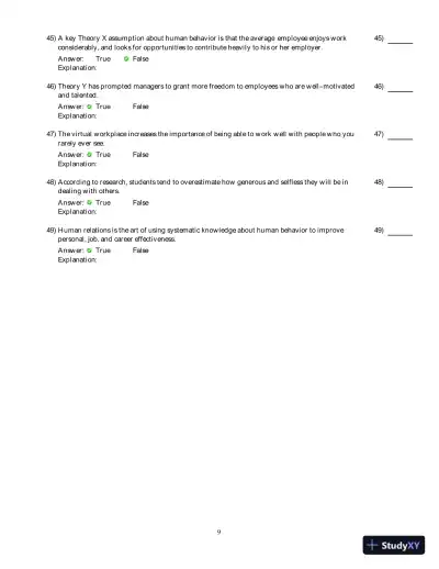 Human Relations For Career And Personal Success: Concepts, Applications, And Skills , 9th Edition Test Bank - Page 10 preview image