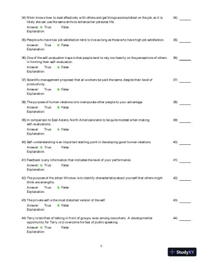 Human Relations For Career And Personal Success: Concepts, Applications, And Skills , 9th Edition Test Bank - Page 9 preview image