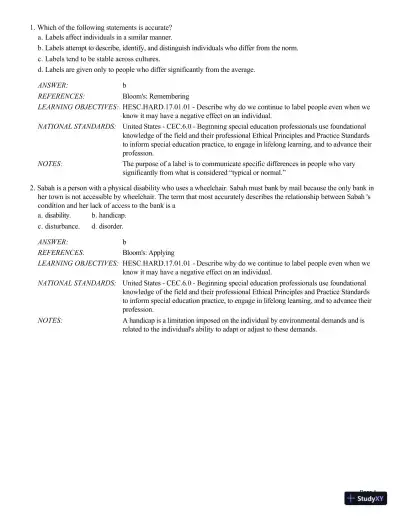 Human Exceptionality: School, Community, And Family, 12th Edition Test Bank - Page 1 preview image