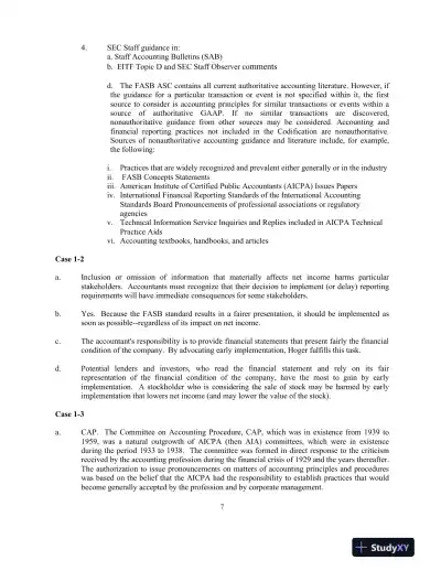 Financial Accounting Theory And Analysis: Text And Cases, 11th Edition Solution Manual - Page 7 preview image