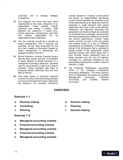 Cornerstones Of Managerial Accounting, Third Canadian Edition Solution Manual - Page 3 preview image