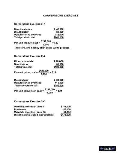 Cornerstones Of Managerial Accounting, Third Canadian Edition Solution Manual - Page 9 preview image