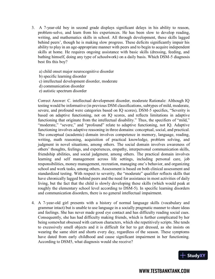 Diagnostic and Statistical Manual of Mental Disorders 5th Edition Test Bank, page 11