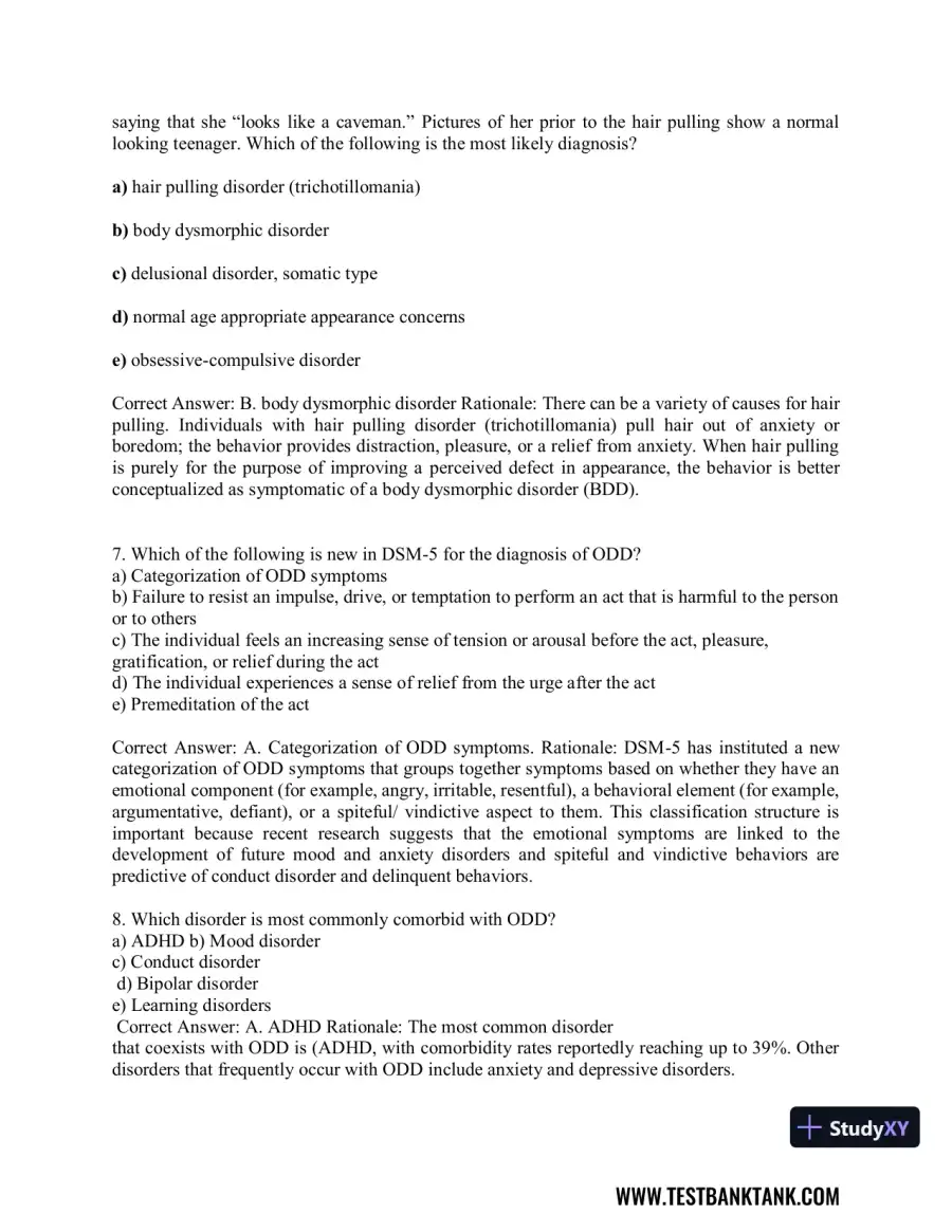 Diagnostic and Statistical Manual of Mental Disorders 5th Edition Test Bank, page 13