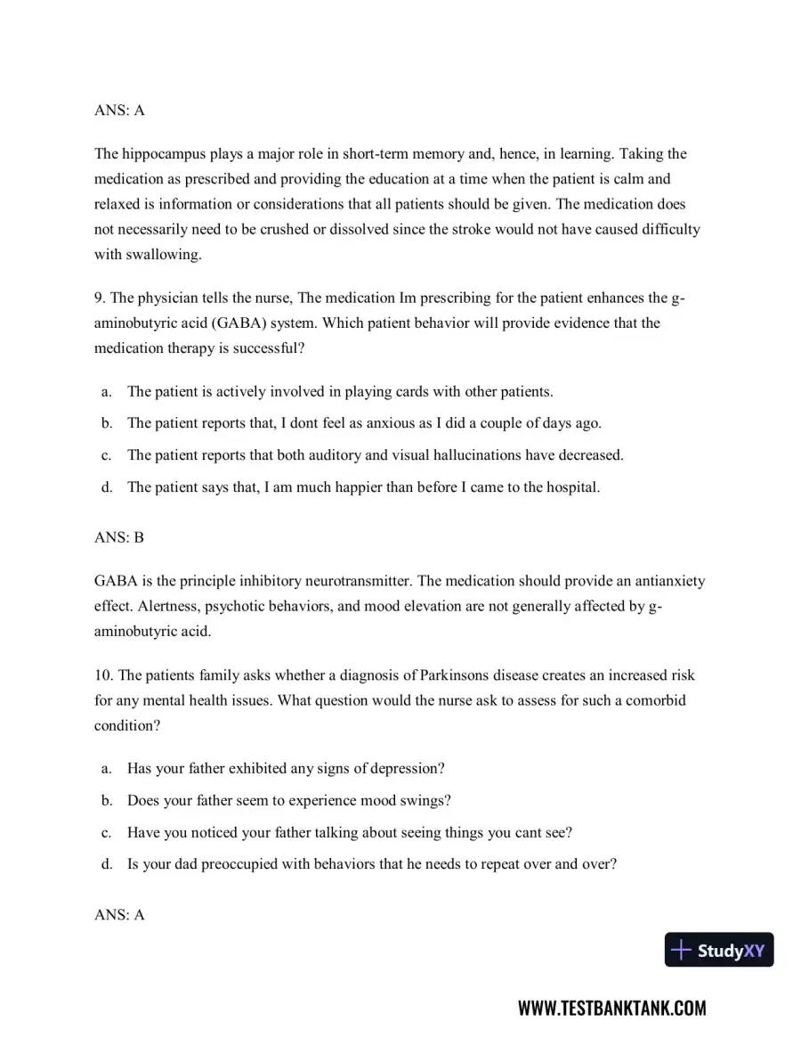 Diagnostic and Statistical Manual of Mental Disorders 5th Edition Test Bank, page 20