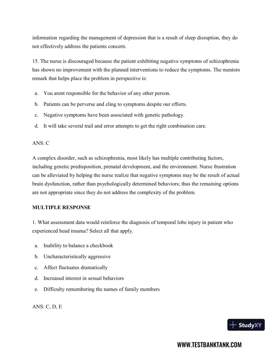 Diagnostic and Statistical Manual of Mental Disorders 5th Edition Test Bank, page 23