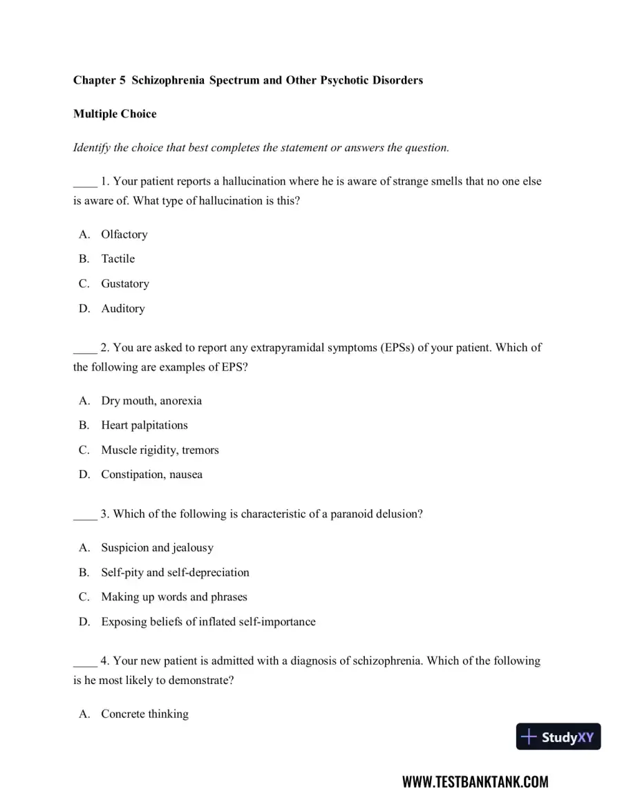 Diagnostic and Statistical Manual of Mental Disorders 5th Edition Test Bank, page 27