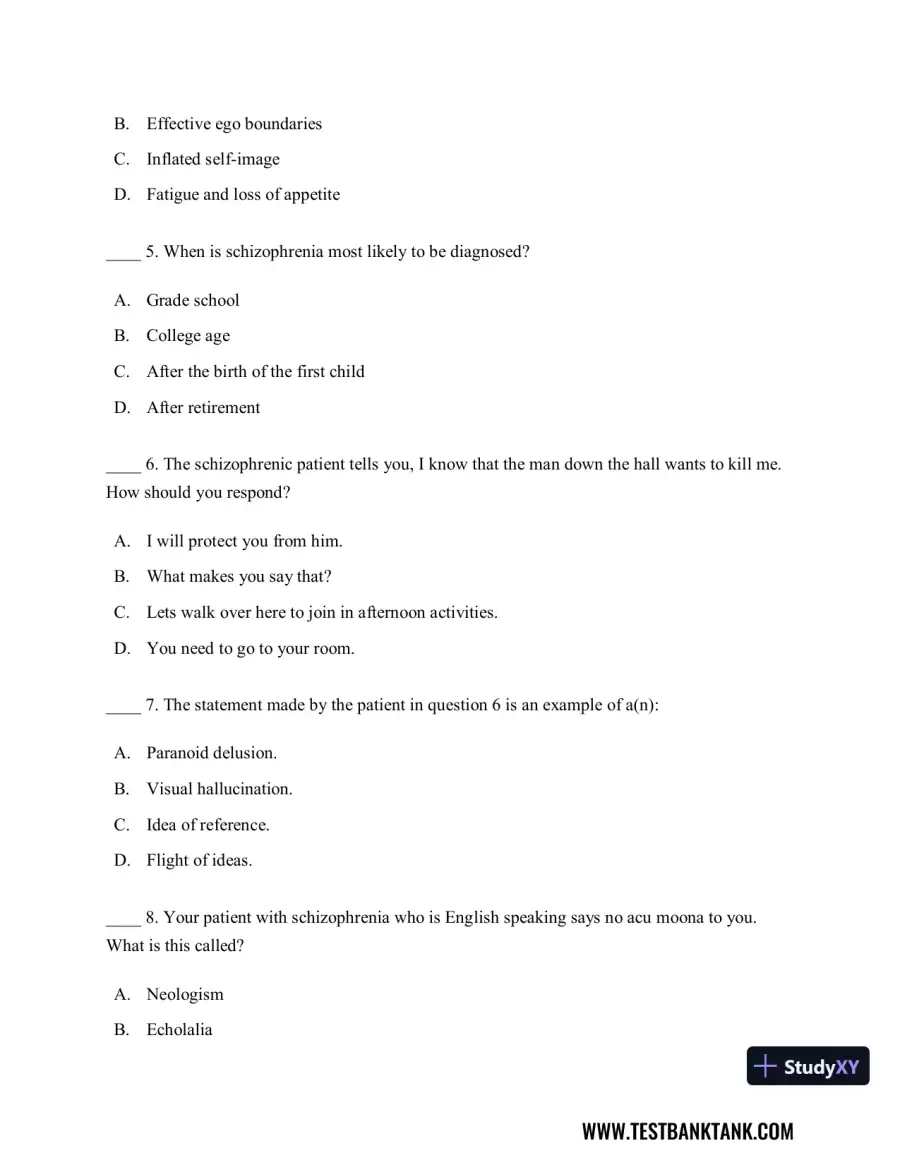 Diagnostic and Statistical Manual of Mental Disorders 5th Edition Test Bank, page 28
