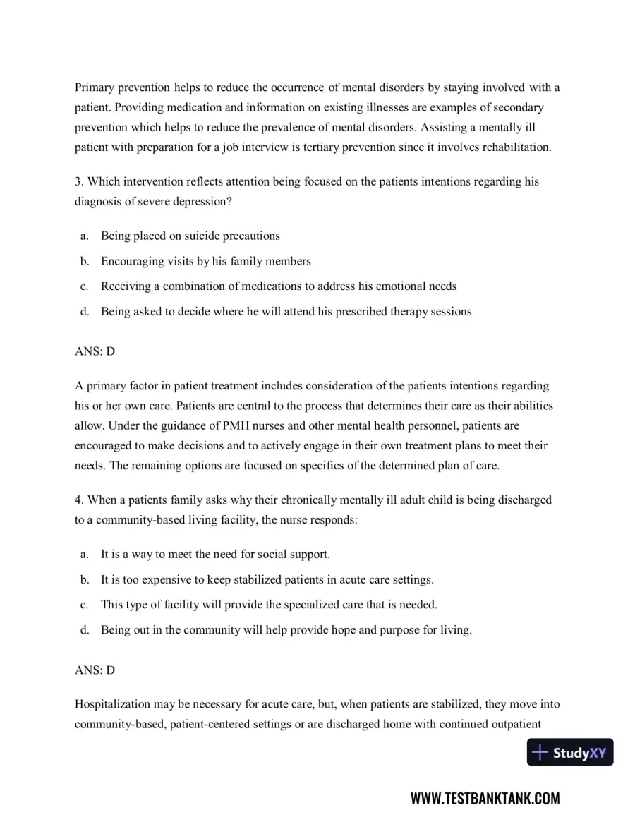 Diagnostic and Statistical Manual of Mental Disorders 5th Edition Test Bank, page 3