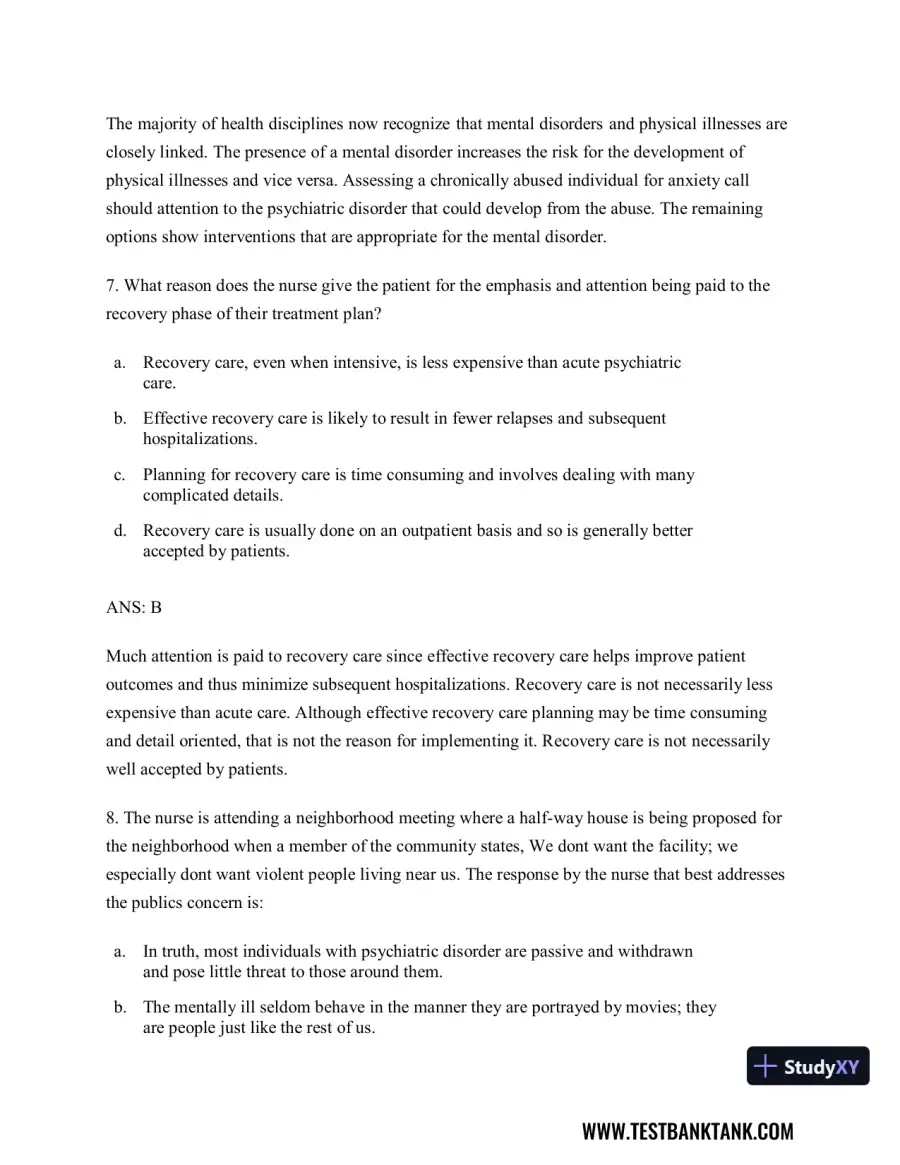 Diagnostic and Statistical Manual of Mental Disorders 5th Edition Test Bank, page 5