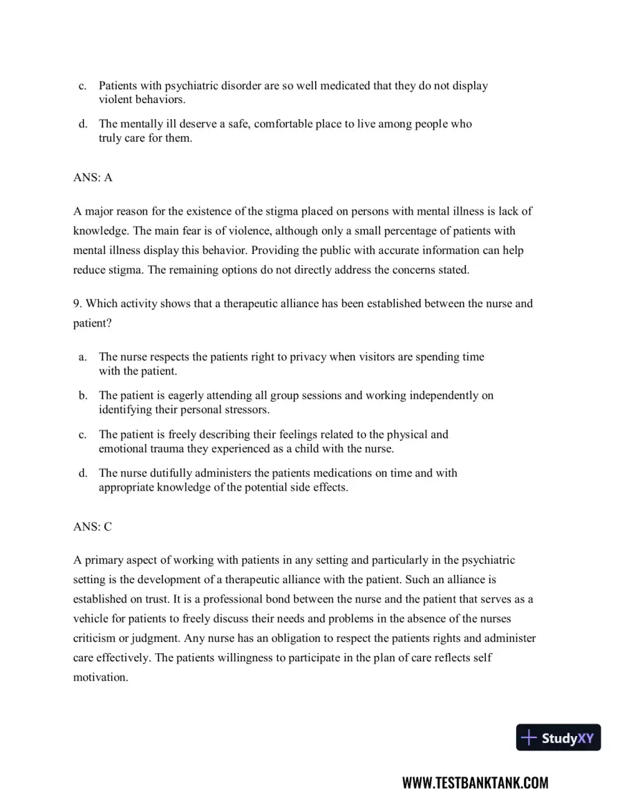 Diagnostic and Statistical Manual of Mental Disorders 5th Edition Test Bank, page 6