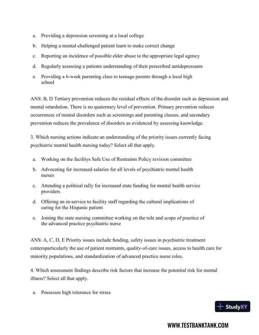 Diagnostic and Statistical Manual of Mental Disorders 5th Edition Test Bank, page 8