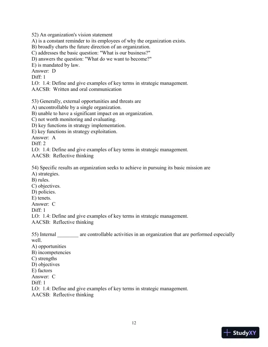 Test Bank for Strategic Management: A Competitive Advantage Approach, Concepts and Cases, 17th Edition, page 14