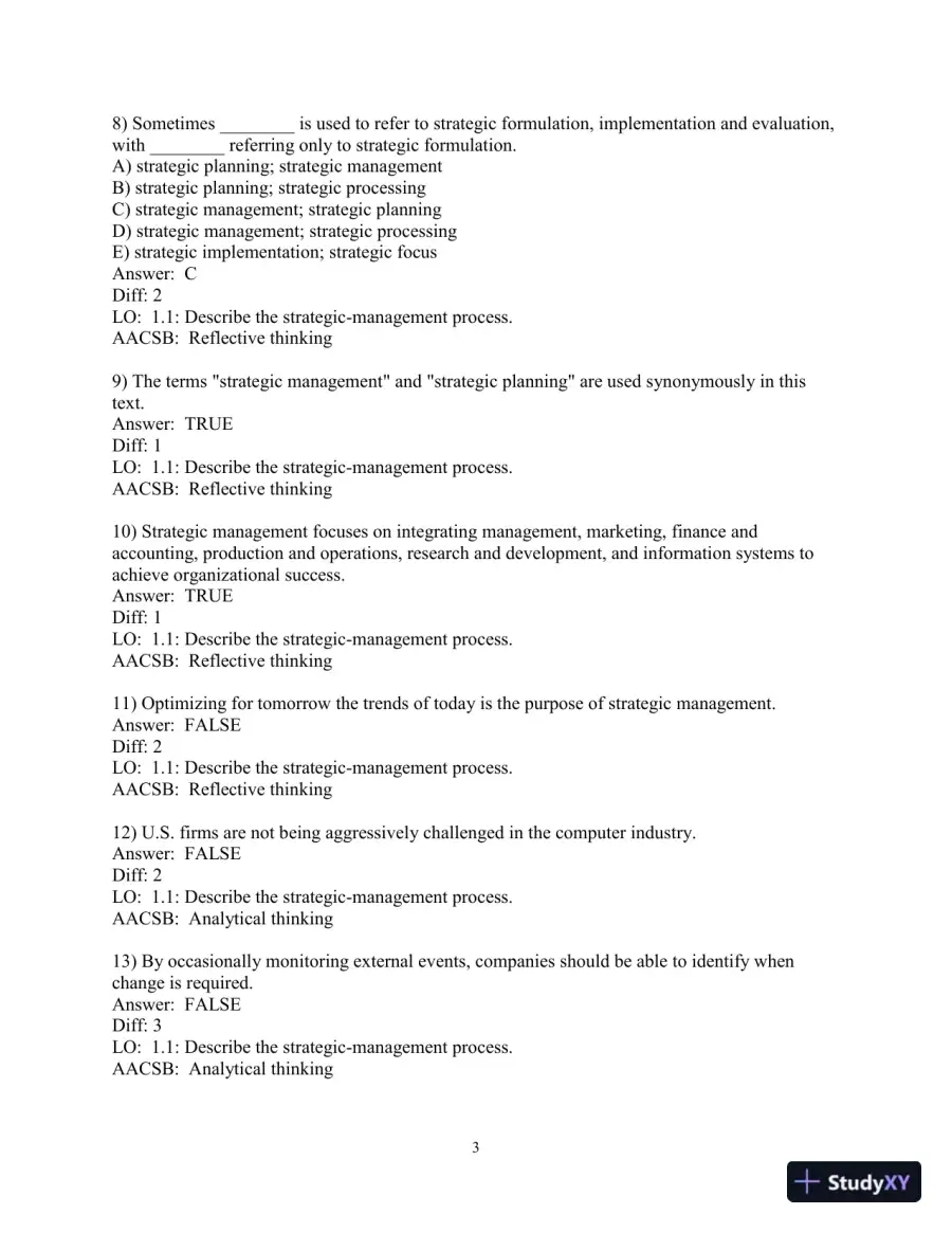Test Bank for Strategic Management: A Competitive Advantage Approach, Concepts and Cases, 17th Edition, page 5