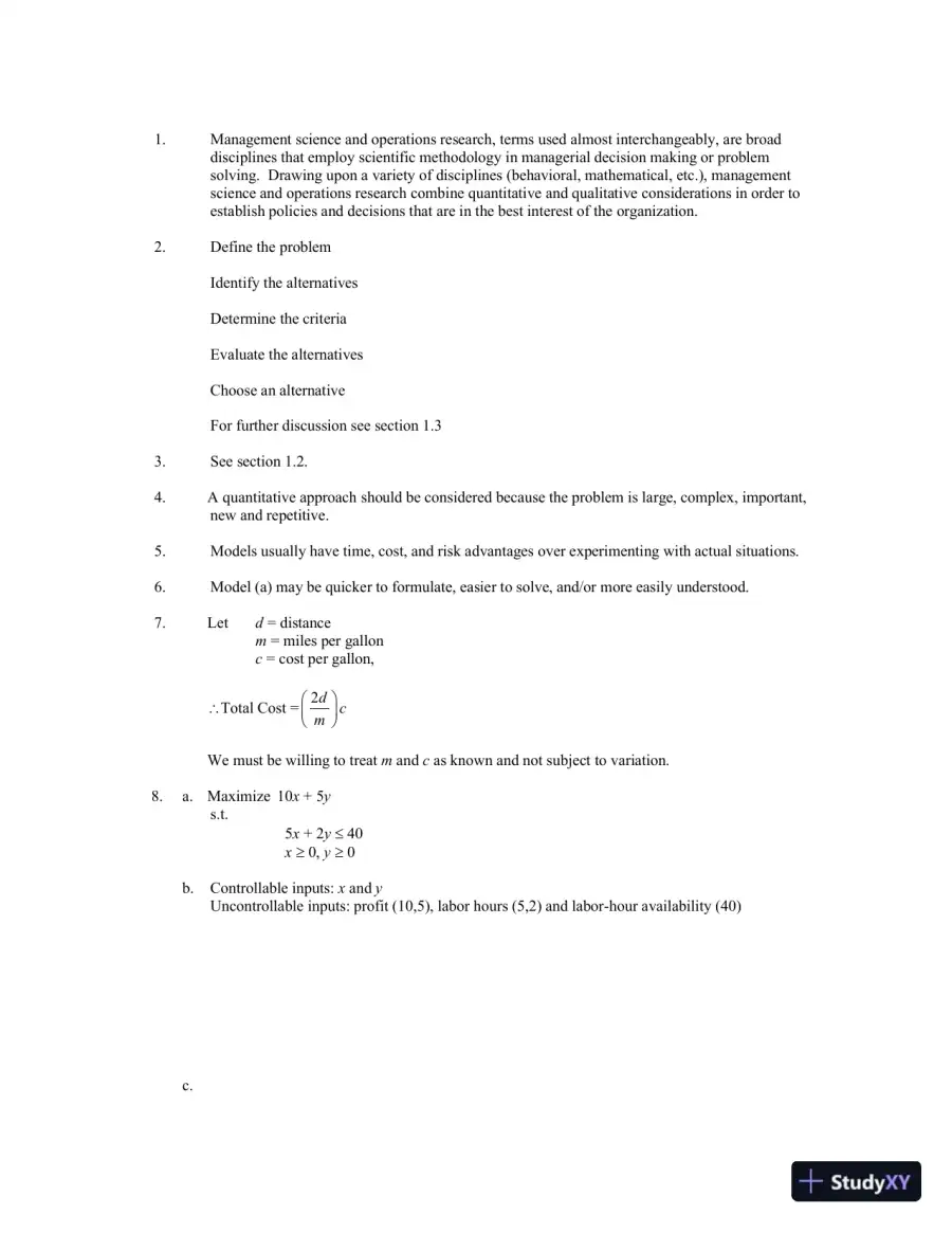 An Introduction To Management Science: Quantitative Approaches To Decision Making, Revised, 13th Edition Solution Manual, page 4