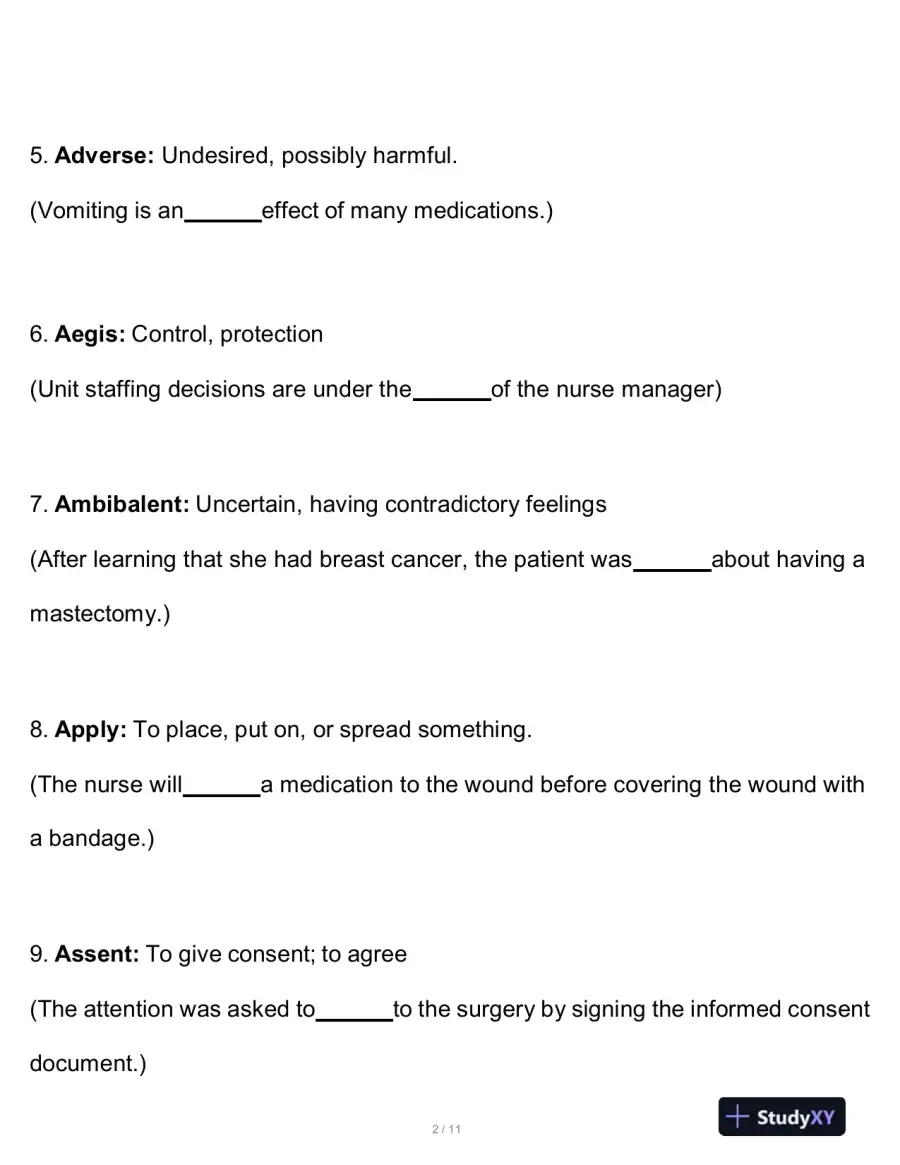 HESI Comprehensive A2 Entrance Exam With Answers (150 Solved Questions), page 3