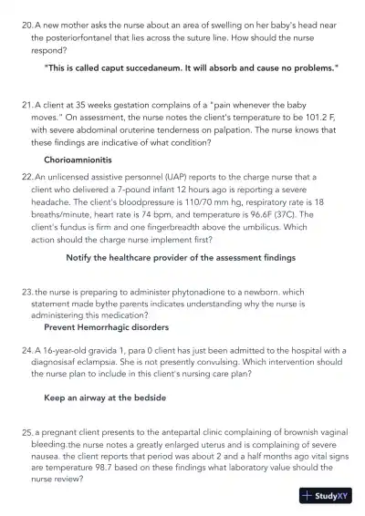 2022 HESI Maternity OB Exam Version 1 With Answers (65 Solved Questions) - Page 6 preview image