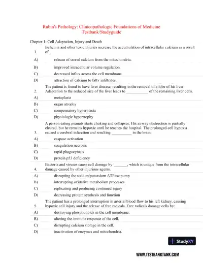 Rubin's Pathology: Clinicopathologic Foundations of Medicine Seventh Edition Test Bank - Page 1 preview image
